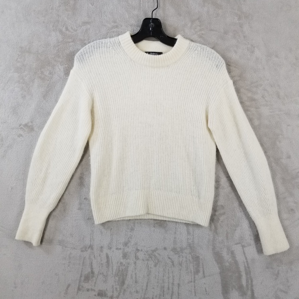 Quince Sweater Women XS Ivory Alpaca Wool Blend Minimal Classic Long Sleeve